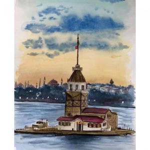 Kız Kulesi 3 Sayılarla Boyama Seti Kasnaklı  40 x 50