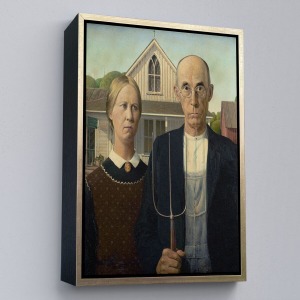 Çerçeveli Grant Wood - Soyal Gerçeklik I American Gotik Tablosu - Social Realism-8059