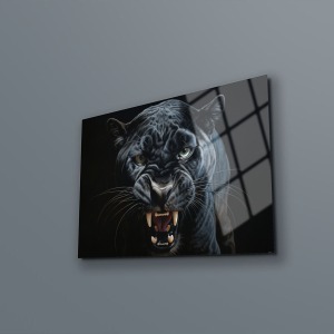Panter Modern Cam Duvar Dekoru , Yüksek Kalite , Temperli Cam Üzeri Baskı , Hayvan Cam Tablo
