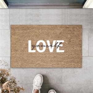 Beyaz Kapı Önü Paspası Yourself Love Desen Ps925