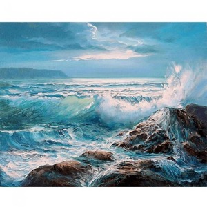  Fırtına ve Deniz Sayılarla Boyama Seti  Kasnaklı  40 x 50