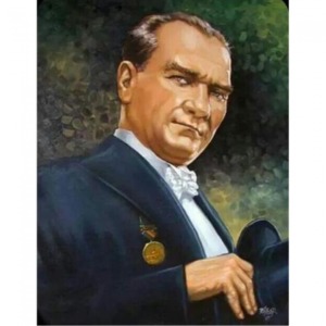 Atatürk Porte Sayılarla Boyama Seti Kasnaklı  40 x 50