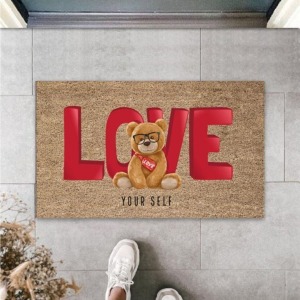 Kahverengi Kapı Önü Paspası Love Ayıcık Desen Ps862