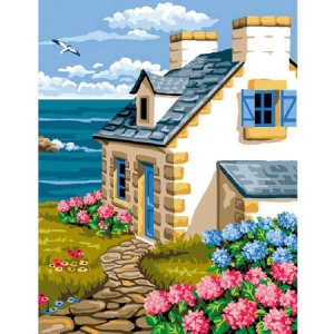  Sahil Evi Sayılarla Boyama Seti  Kasnaklı  40 x 50
