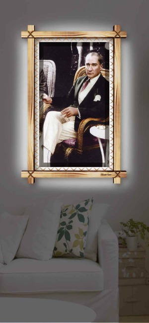 EN SEVİLEN ATATÜRK RUSTİK LEDLİ TABLO