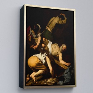 Çerçeveli Caravaggio - Aziz Petrus'Un Çarmıha Gerilmesi Tablosu - Crucifixion Of Saint Peter-8106