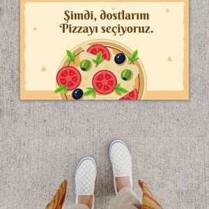 Dijital Baskı Dekoratif Pizza Pudra Kapı Önü Paspası Ps1181