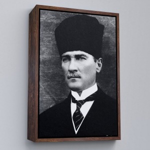 Çerçeveli Atatürk Portre Tablosu Mustafa Kemal Atatürk Dikdörtgen Dekoratif Kanvas Tablo-60
