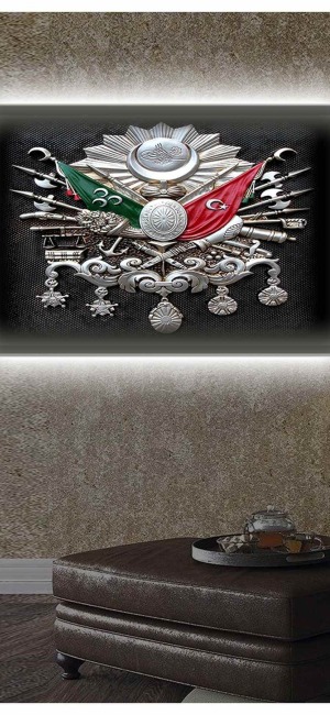 ŞIK SİYAH GÜMÜŞ TUĞRA LEDLİ KANVAS TABLO