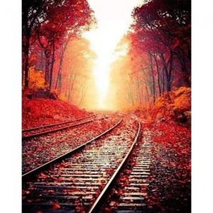  Tren Rayları Sayılarla Boyama Seti Kasnaklı  40 x 50