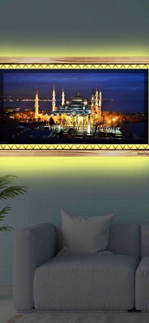 İSTANBUL CAMİİ RUSTİK LEDLİ TABLO