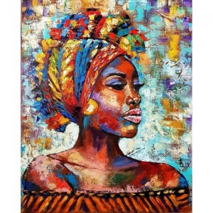  Afrikalı Güzel 9 Sayılarla Boyama Seti Kasnaklı  40 x 50