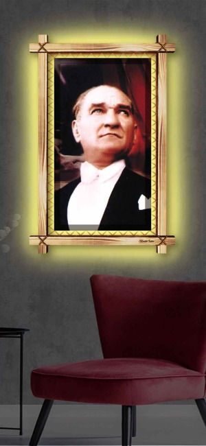 EN GÜZEL ATATÜRK RUSTİK LEDLİ TABLO