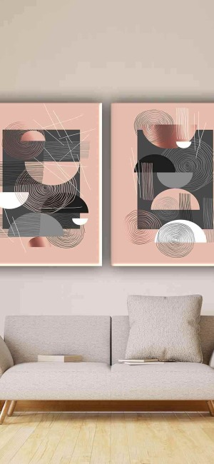 MODERN ŞIK SANAT ESERİ İKİLİ TABLO