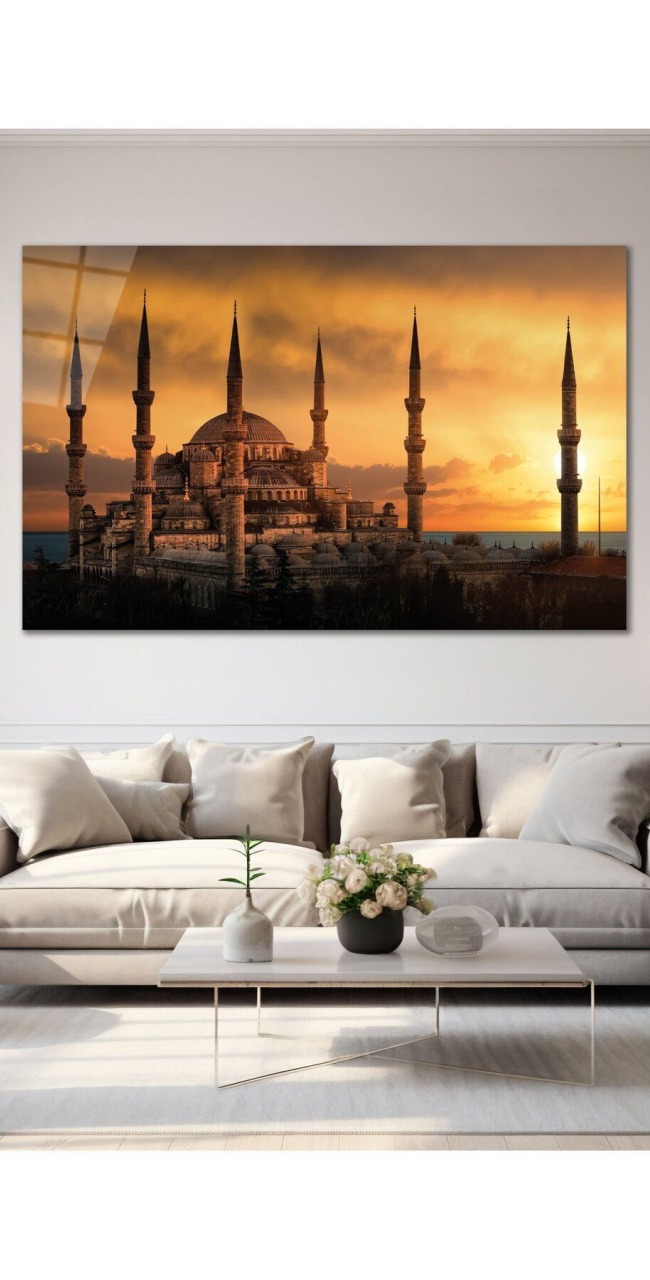 Sultanahmet Cami Cam Tablo Hediyelik Büyük Tablo Ev Ofis Dekoru