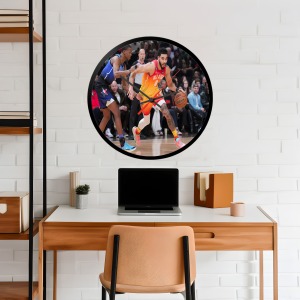 İkonik Spor Fotoğrafları Yuvarlak Kanvas Duvar Saati 75
