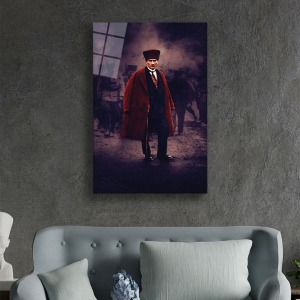 Mustafa Kemal Atatürk Portresi Cam Tablo, Darbelere Dayanıklı Kırılmaz Temperli