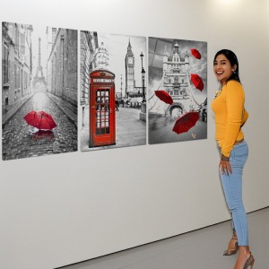 Üç Parçalı Cam Tablo 150