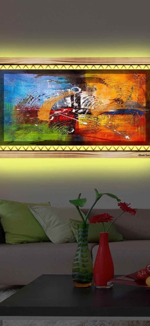 SANATSAL FIRÇA DARBELİ  RUSTİK LEDLİ TABLO