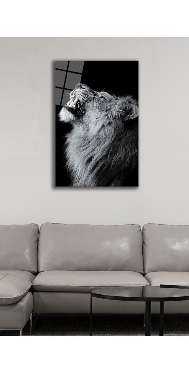 Aslan Hayvan Temperli Cam Tablo