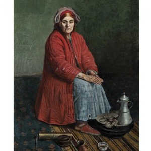  Halil paşa Yaşlı Halayık Sayılarla Boyama  Seti Kasnaklı  40 x 50
