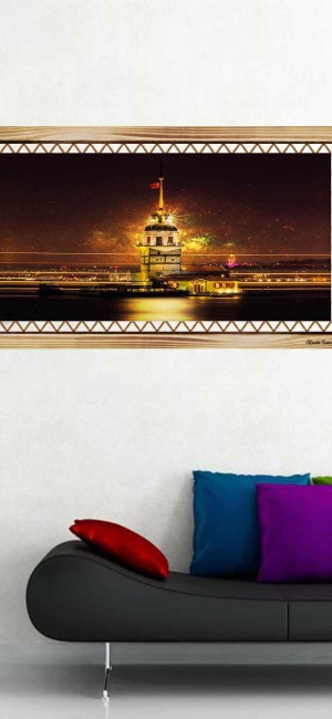 KIZKULESİ VE GECE RUSTİK  TABLO
