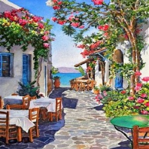  Bodrum Taş Sokağı Sayılarla Boyama Seti   Kasnaklı  40 x 50