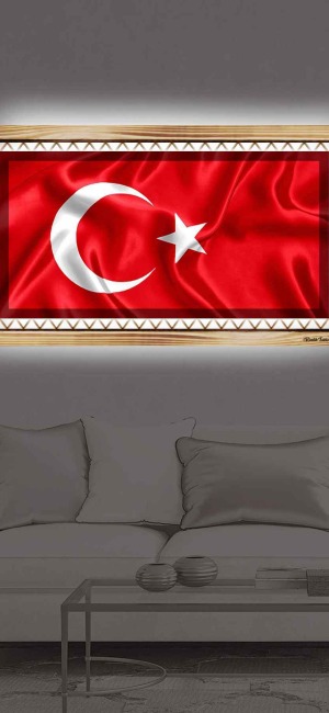 DALGALI BAYRAK RUSTİK LEDLİ TABLO