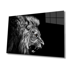 Aslan Hayvan Cam Tablo 4mm Dayanıklı Temperli Cam
