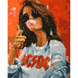  Rapci Kız Sayılarla Boyama Seti Kasnaklı  40 x 50