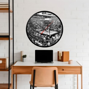 İkonik Spor Fotoğrafları Yuvarlak Kanvas Duvar Saati 10