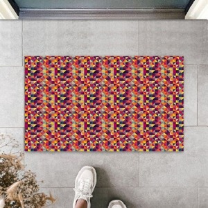 Renkli Kapı Önü Paspası Geometrik Üçgenler Desen Ps841