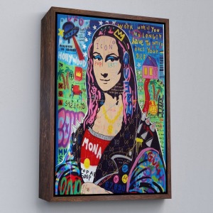 Çerçeveli Banksy Renkli Mona Lisa Kanvas Tablo, Pop Art, Sokak Sanatı, Kanvas Tablo-5305