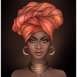  Afrikalı Güzel 11 Sayılarla Boyama Seti Kasnaklı  40 x 50