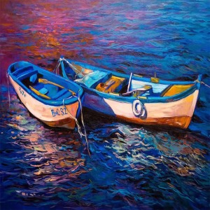  2 Kayık Sayılarla Boyama Seti   Kasnaklı  40 x 50