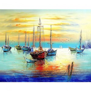  Güzel Bir Günde Yelkenliler  Kasnaklı  40 x 50