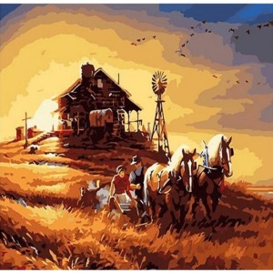  Başak Tarlası Sayılarla Boyama Seti  Kasnaklı  40 x 50