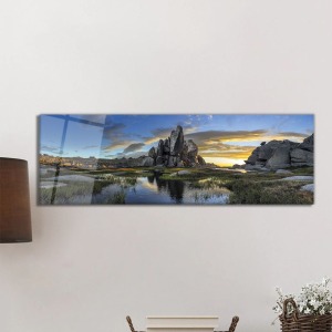 Kayalar ve Canlı Doğa Panorama Cam Tablo, Darbelere Dayanıklı Kırılmaz Temperli
