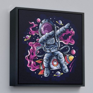 Çerçeveli Dans Eden Astronot Kanvas Tablo-5069