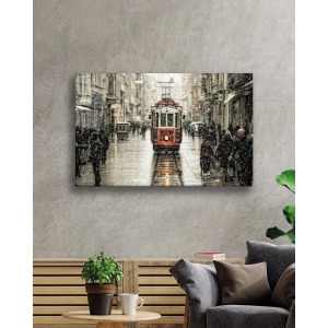Istanbul Istiklal Caddesi Manzara Dayanıklı Cam Tablo , Hediye 72 X 46