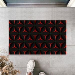 Dijital 3d Üçgen Kırmızı-siyah Kapı Paspası Dış Mekan Paspas Ps988