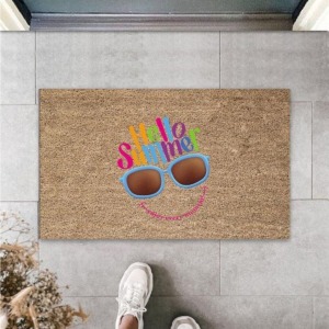Kahverengi Kapı Önü Paspası Hello Summer Gözlük Desen Ps900