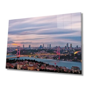 İstanbul Boğazı Manzara 4mm Dayanıklı Cam Tablo Temperli Cam