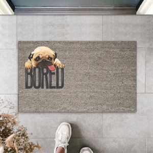 Dijital Baskı Kalitesi Gri Bored Köpekli Dekoratif Kapı Paspası