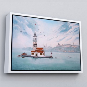 Çerçeveli Kız Kulesi Yağlıboya Görünüm Dekoratif Kanvas Tablo-3587