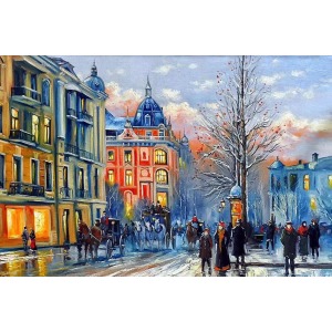  Bir Kış Günü Sayılarla Boyama Seti   Kasnaklı  40 x 50