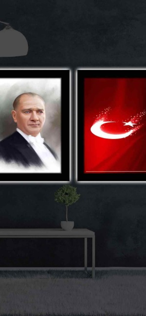 ATATÜRK VE BAYRAK İKİLİ LED IŞIKLI TABLO