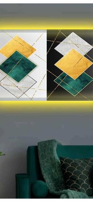 MODERN RENKLİ KARELER LEDLİ KANVAS TABLO