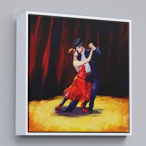 Çerçeveli Tango Danscıları Yağlıboya Görünüm Dekoratif Kanvas Duvar Tablosu-5846