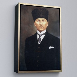 Çerçeveli Atatürk Portre Tablosu Mustafa Kemal Atatürk Dikdörtgen Dekoratif Kanvas Tablo-65